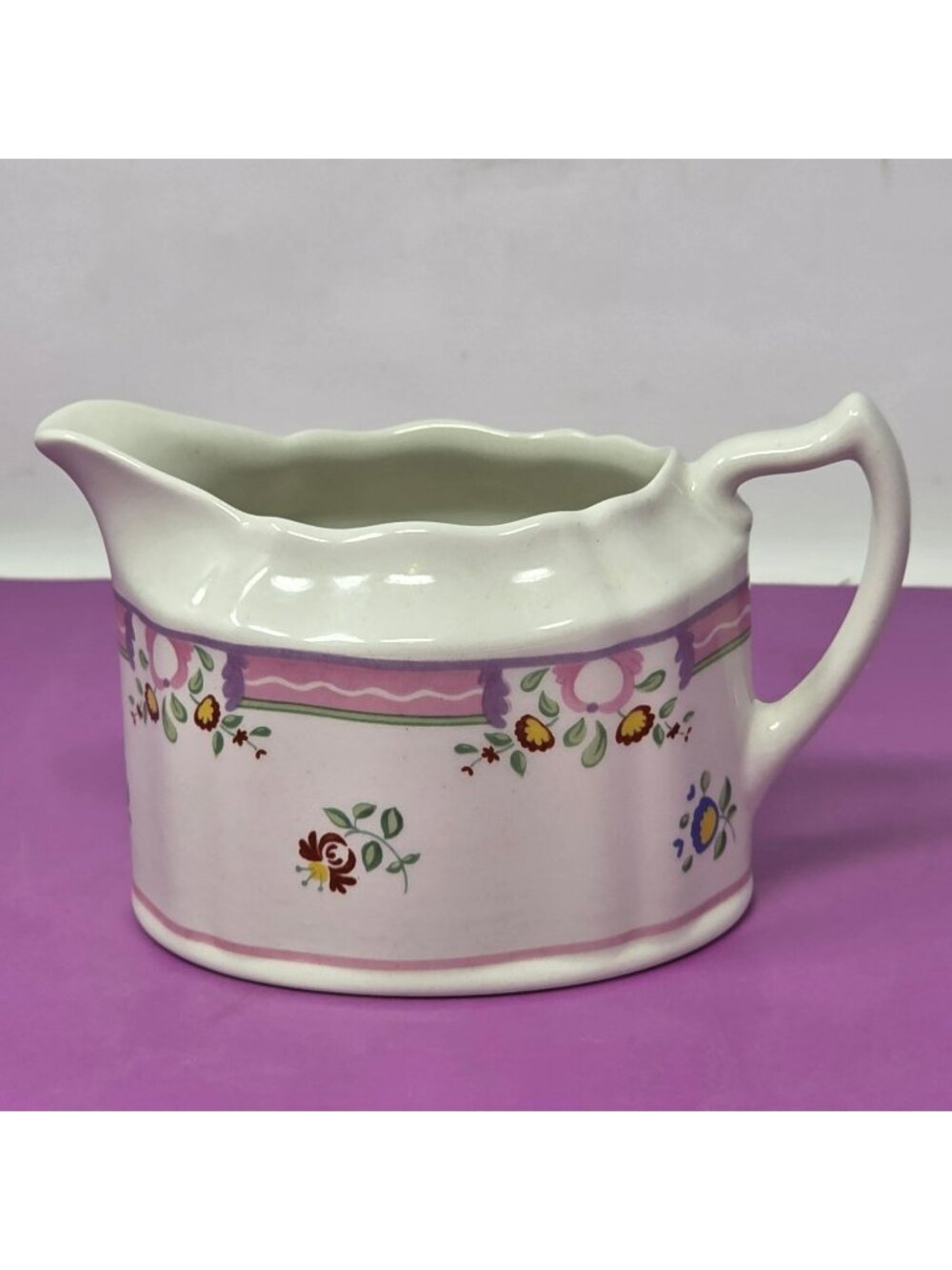 Laura Ashley Alice Creamer Pitcher Made In England‎ Floral Pink White Ceramic